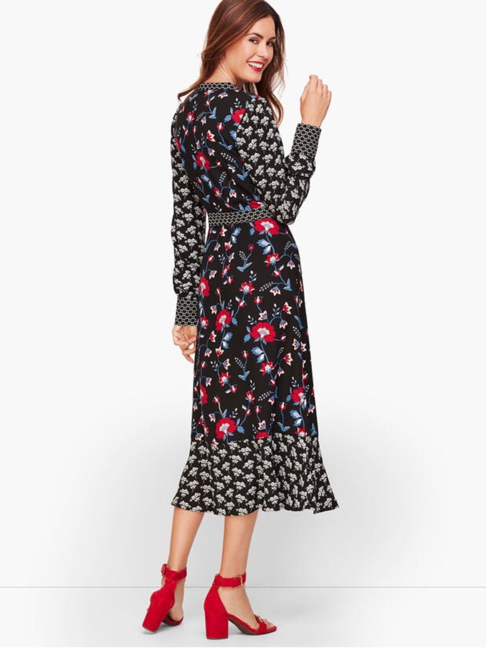 Talbots Mixed Floral Crepe Midi Dress | NWOT | Size 2 - Picture 4 of 16